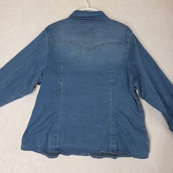 True Religion Womens Western Denim Shirt Plus Size XXL NWT Rodeo Line Dance - Picture 2 of 11
